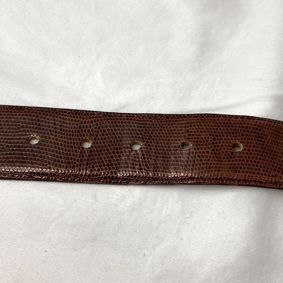 Joan & David Leather Embossed Lizard Wide Belt - Picture 4 of 8